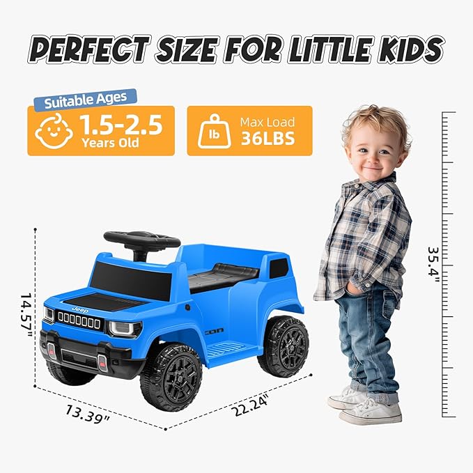 6V Ride On Car for Toddlers, Electric Car with Music, Horn, Pedal, for Ages 18–30 Months, Blue