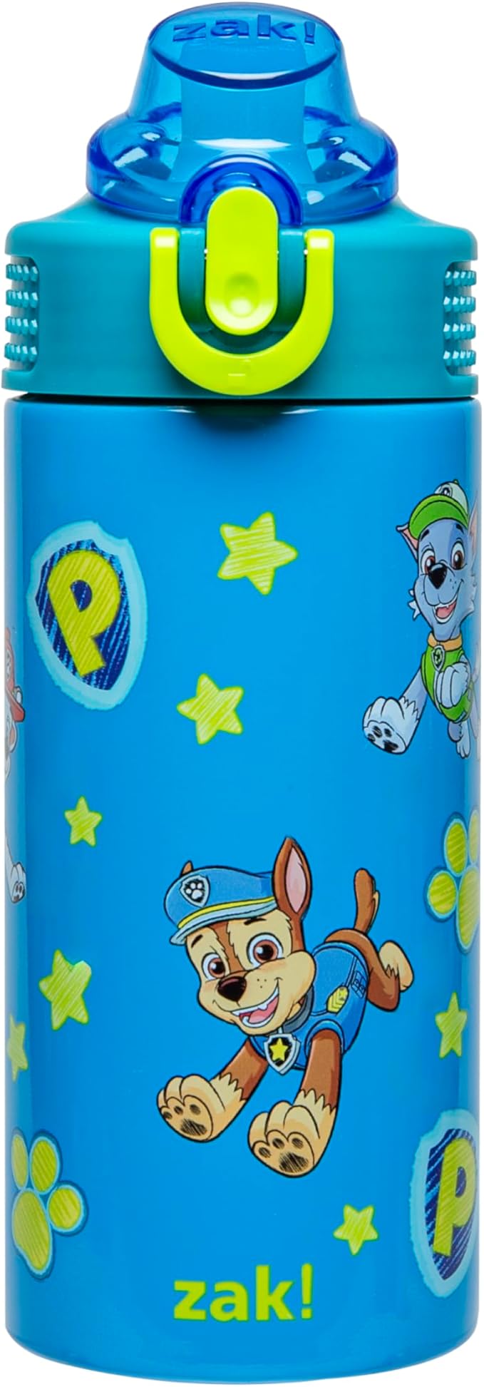 Zak Designs PAW Patrol Sage Kids Water Bottle For School or Travel, 14oz Stainless Steel Water Bottle With Straw, Handle, and Leak-Proof Spout Cover (Chase, Marshall, Skye, Rubble, Rocky, Zuma)
