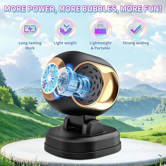 Bubble Machine, Durable Bubble Machines for Kids Toddler Parties, Automatic Bubble Blower Machine Bubble Maker Battery Operated, Great for Wedding Birthday - Halloween Bubble Toy, Black