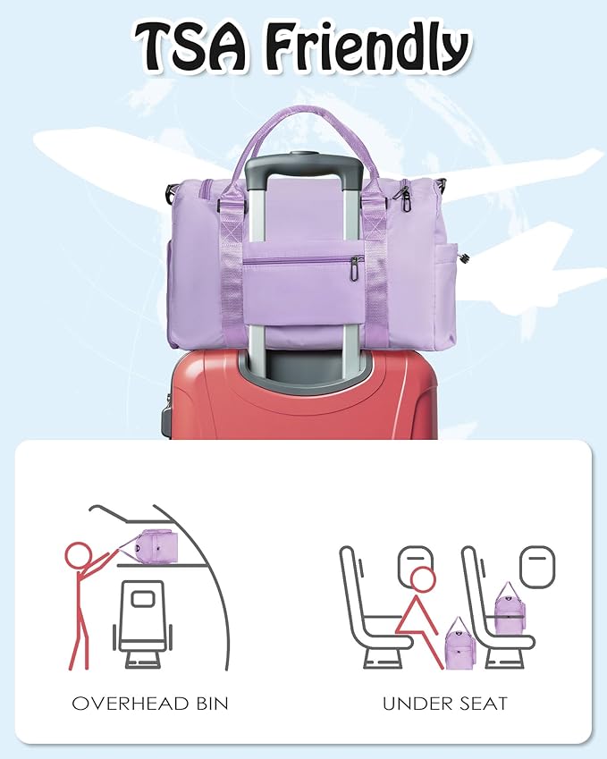 Gifts Teen Girl Gift, Initial Travel Duffle Bag, Duffel Bags, Personalized Weekender bags, Lilac purple-Y