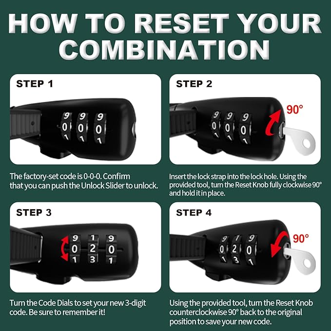 Zip Tie Lock, Adjustable Cable Tie with Stainless Steel Core - Multi-Purpose Cable Lock for Securing Helmets, Bicycles, Skis, Scooters, Café, Gate Door (2/Pack, Black)