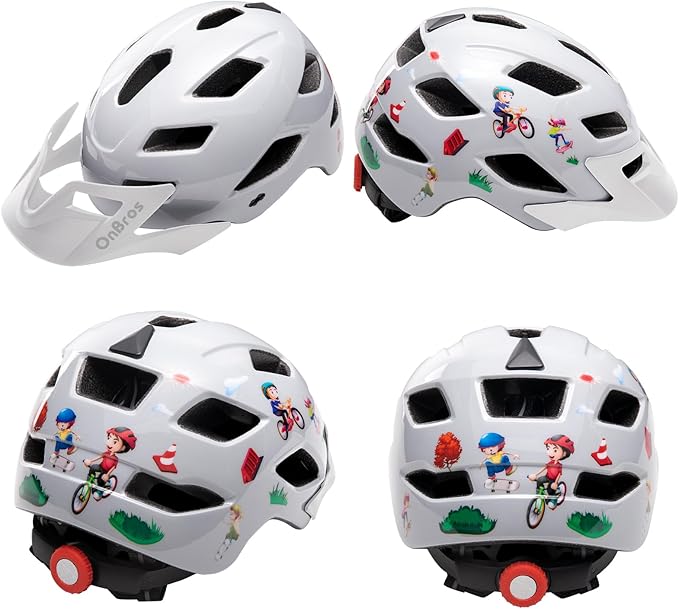 OnBros Kids Bike Helmet - Bike Helmets for 5-14 Boys or Girls with Visor, Children Bicycle Helmet for Skateboard Mountain Scooter Road Cycling, Lightweight and Adjustable 50-57CM