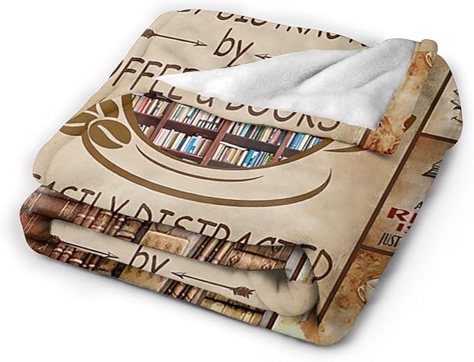 Book Lovers Gifts Blanket Flannel Fleece Reading Librarian Coffee Throw Blanket Cozy Plush Ultra Soft Fuzzy Reader Bookworm Graduation Blankets for Girls Women Boys Men 60"X50"