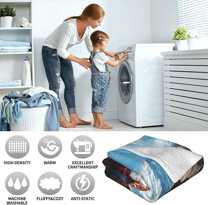 Eagle American Flag Blanket, Bald Eagle Throw Blanket, Soft Cozy Stuff Fleece Blankets Gifts for Mens Boys Couch Sofa Bed 50" x 40"