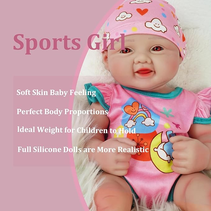 17.3 in Full Silicone Reborn Baby Dolls, 1:1 Lifelike Newborn Dolls Non Vinyl Realistic Reborn Toddler Dolls Boy Washable Sleeping Doll