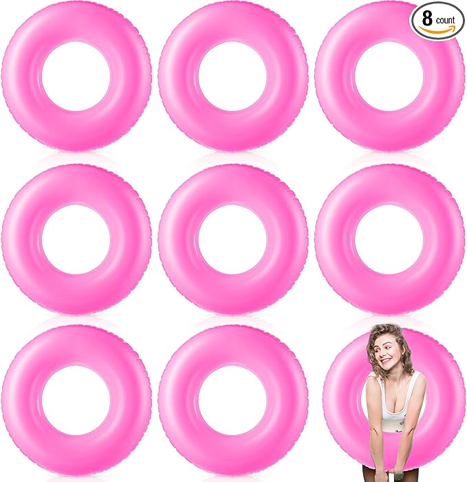 8 Pcs Large Inflatable Pool Float 36 Inches Swimming Ring Pool Floats Adult Inflatable Tube for Summer Vacation Beach River Bachelorette Wedding Party Supplies