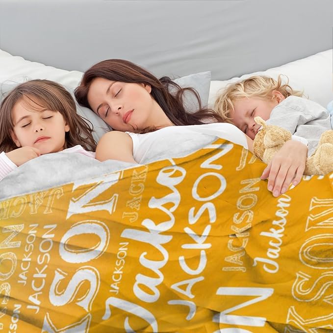 Ship Next Day, Personalized Baby Blanket with Name - Printed in USA, Custom Name Blanket for Boys Girls Kids, Customized Flannel Blankets Gifts for Teen Shower Toddlers Christmas Brithday