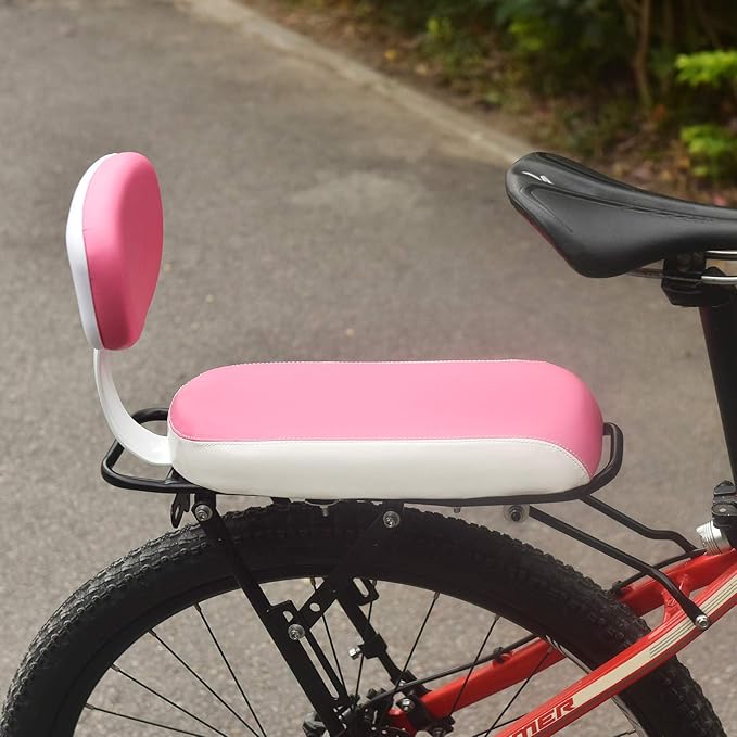 Lixada Bicycle Back Seat Cycling Bike Mountain Bike PU Leather Soft Cushion Rear Rack Seat with Back Rest