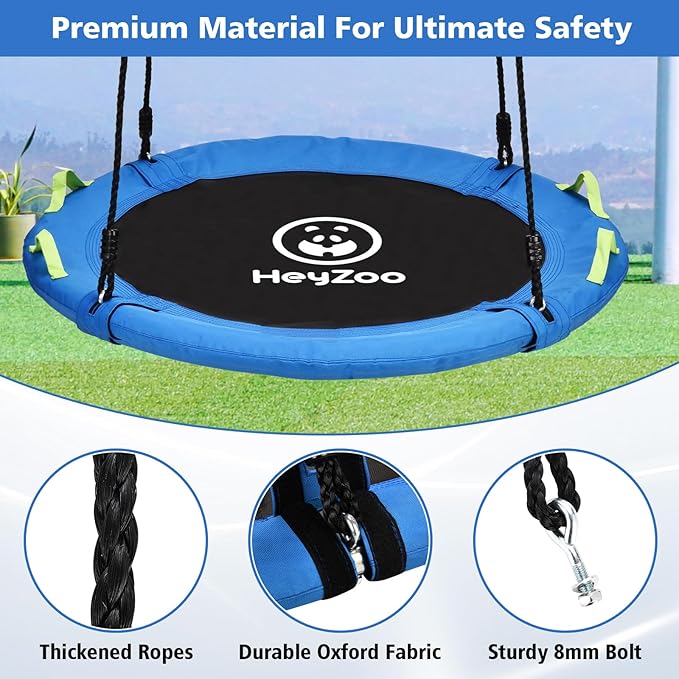 48 inch Tree Swing, Larger Saucer Flying Swing for Whole Family, 900lbs Weight Capacity, with Adjustable Hanging Straps, for Outdoor Playground, Gifts for Kids, Blue