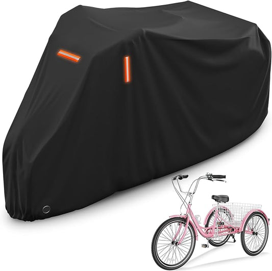 AKEfit Adult Tricycle Cover, Bike Covers Outdoor Storage Waterproof Cover for Electric Trike, With Windproof Buckle and Lock Hole, 75"L x 30"W x 44"H, Black