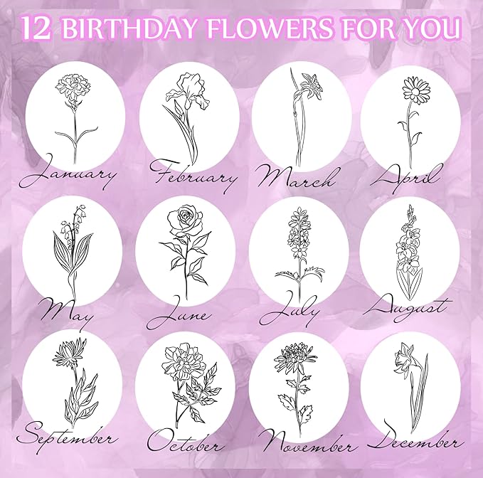 Custom Water Bottle with Birth Month Flower Personalized Water Bottles with Straw Lid Stainless Steel Customized Text Name Double Wall Insulated Cup Birthday Gifts for Kids Women Men Sports