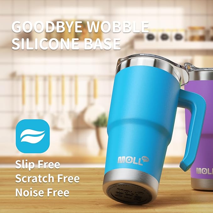 16 oz Tumbler with Straw Stainless Steel Double Wall Vacuum Insulated Coffee Cup with Lid and Handle-Reusable Travel Mug for Women, Girls(Sky Blue)