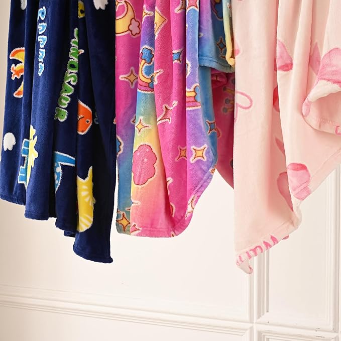 Dinosaur Glow in The Dark Blanket Dinosaur Toys Gifts for Boys Girls 1 2 3 4 5 6 7 8 9 10 11 12 Year Old Kids Blanket with Dino Soft Fleece Bed Couch Throw Home Decor (Navy Blue 60"x80")