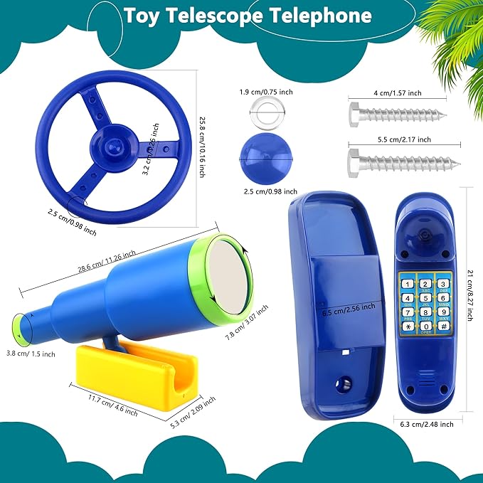 Playground Accessories Swingset Steering Wheel Plastic Telescope Telephone Swingset Phone Toy for Kids Outdoor Playground Backyard Treehouse