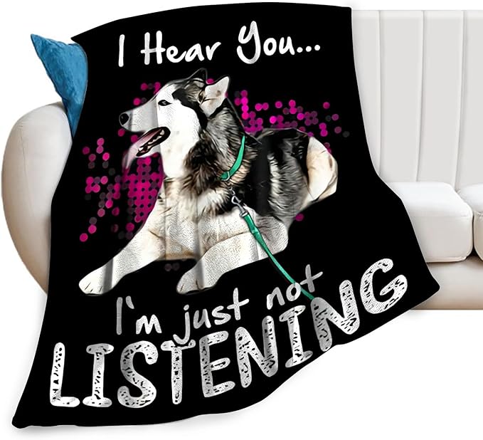 Husky Dog Blanket Husky Gifts for Girls Women Men Funny Husky Throw Blanket for Kids Adults Soft Warm Cozy Fleece Blanket for Couch Sofa Bed 60"x80"