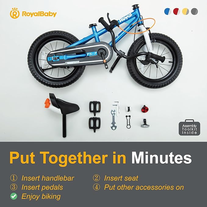 RoyalBaby Kids Bike EZ Balance to Pedal Dual Handbrake Toddlers Boys Girls Bicycle 12-20 Inch for Age 3-10 Years