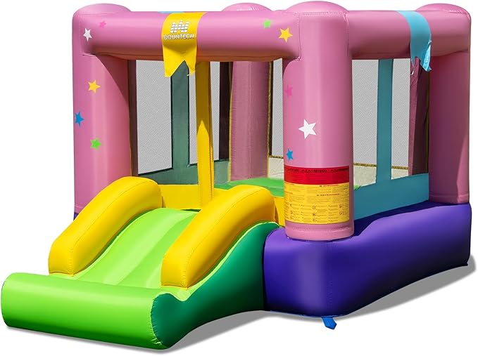 BOUNTECH Inflatable Bounce House, Bouncy House for Kids 3-12 Indoor Outdoor w/Heavy Duty Jumping Area, Slide, Basketball Game, Mini Bounce House for Toddler Boys Girls Birthday Party Backyard Gifts
