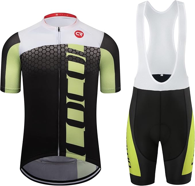 Coconut Ropamo CR Men's Cycling Jersey Set Road Bike Jersey Zipper Pocket Bib Shorts with 4D Padded Cycling Clothing Set