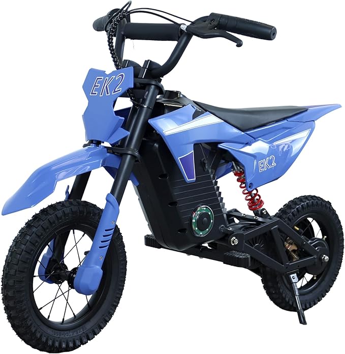 EK2 Kids Electric Dirt Bike, 350W Motor, 15 MPH Max Speed, 36V 5.2Ah Lithium Battery 12 Miles Max Range, Electric Motorcycle for Kids Aged 5-10, Blue
