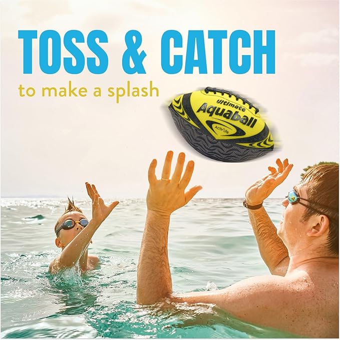 Activ Life Water Football for Pool, Beach, Outdoor, 9.5-inch Waterproof Pool Toys for Kids, Heavy-Duty Water Ball, Double Lacing for Easy Grip, Lake Toys for Sports & Family Games