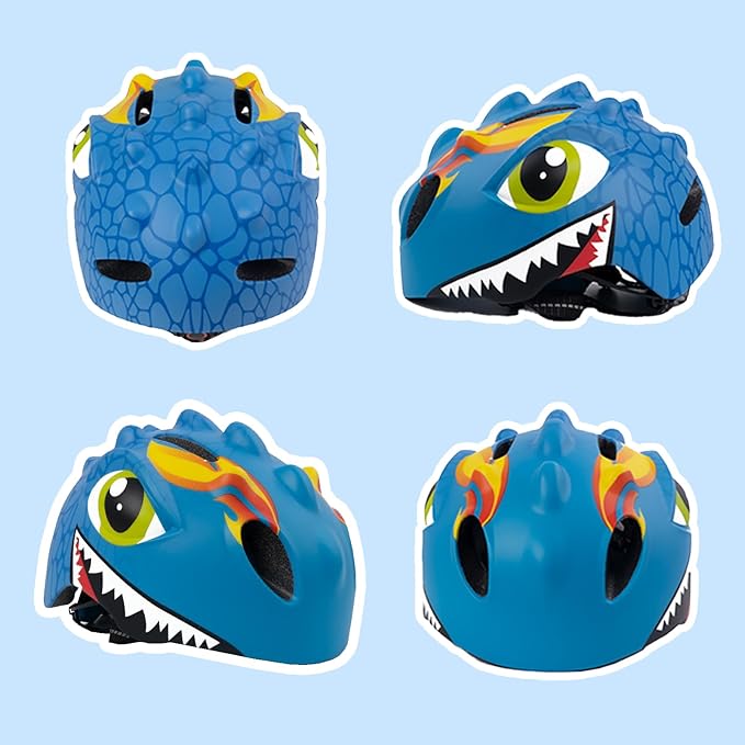 Toddler Helmet Kids Bike Helmet for 2 3 4 5 6 7 8 Years Old Girls with 3D Dinosaur Design Protective Gear Set and Safety Certified, Toddler Bike Cycling Skating Skateboard Scooter Helmet