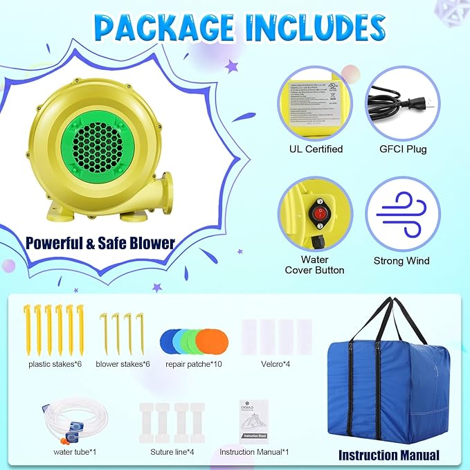 AKEYDIY Inflatable Water Slide for Kids 3-12,Crocodile Cove Water Park with Splash Pool,Water Cannon, Climbing Wall, Kids Inflatable Water Park Slide for Backyard Summer