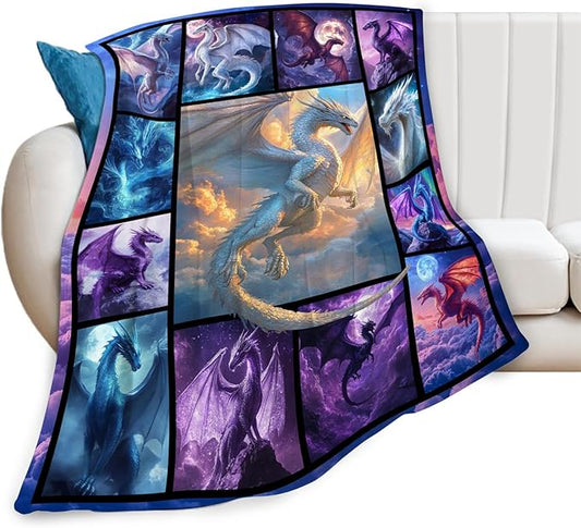 Dragon Blanket Dragons Lover Throw Blankets Gifts for Girls Boys Kids Dragon Lover Soft Cozy Fleece Plush for Couch Sofa Bed 60"x50"