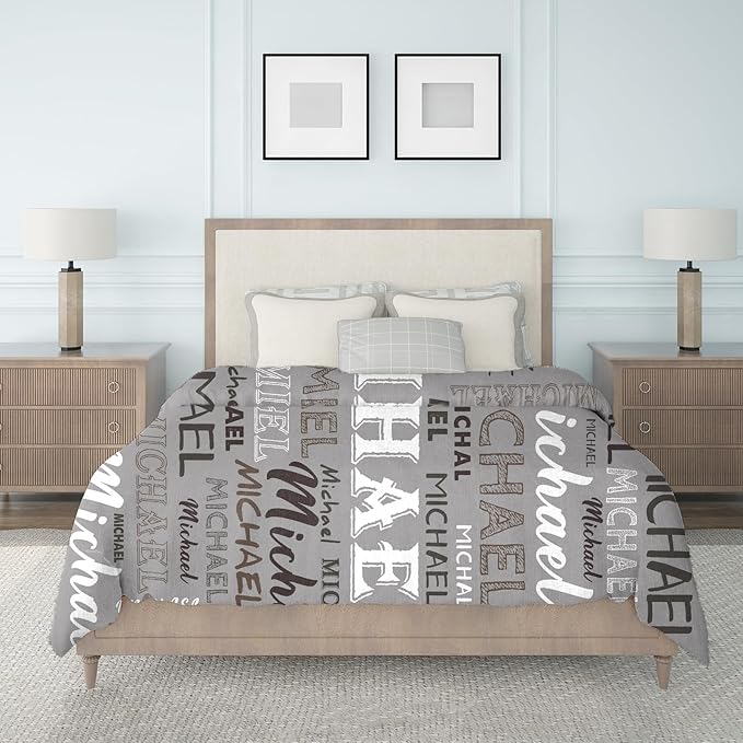 Ship Next Day, Personalized Baby Blanket with Name - Printed in USA, Custom Name Blanket for Boys Girls Kids, Customized Flannel Blankets Gifts for Teen Shower Toddlers Christmas Brithday