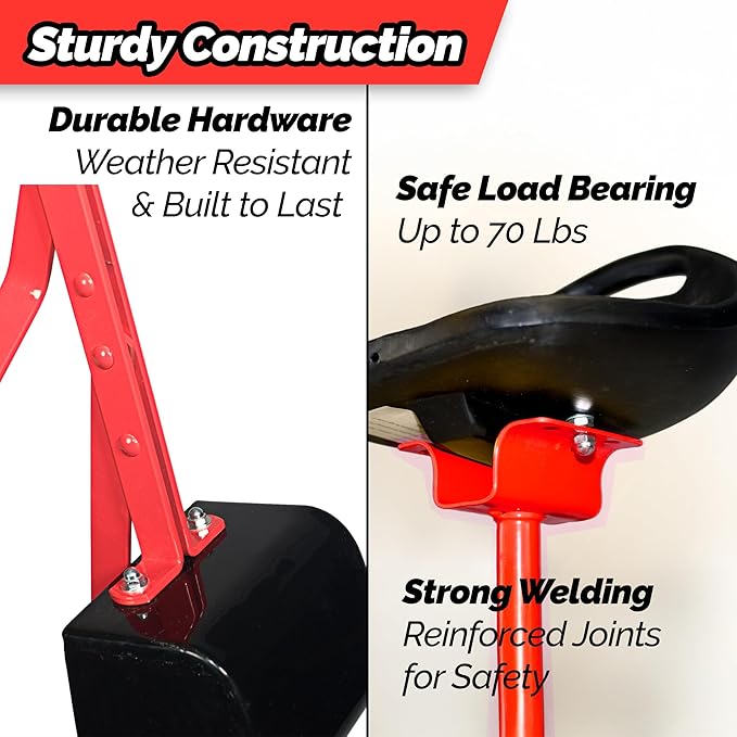 WONKAWOO Monster Wheel Sand Digger 360° Rotation Metal Crane Excavator Backhoe Ride On Toy