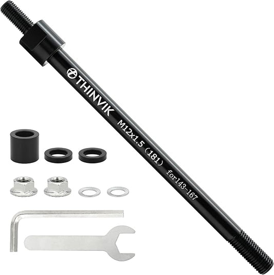 Thinvik Bike Thru Axle Adapter for Trailer Hitch 12mm Thru Axle 1.0/1.5/1.75 Thread Pitch Shaft Length 178/~187mm for Instep, Schwinn, Allen Sports Thule Chariot, Burley, Hamax, Retrospec