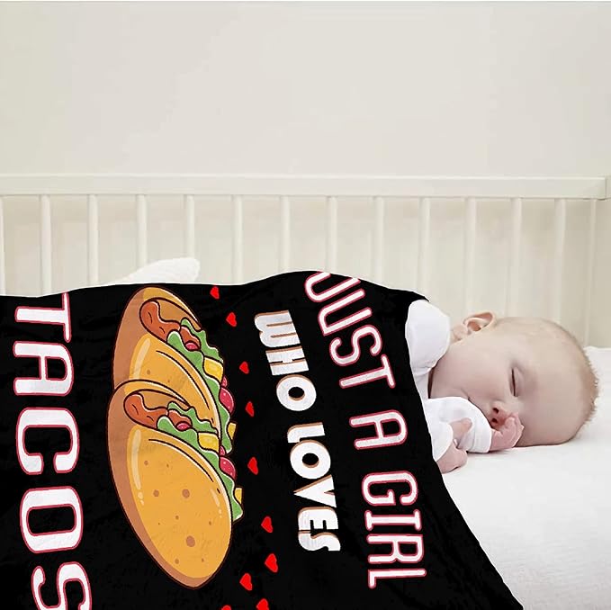 Just Girl Who Loves Tacos Blanket Soft Blankets and Throws Flannel Cozy Lightweight Quilt Gift Perfect for Bed Sofa Couch-40 x30 Extra Small for Pets