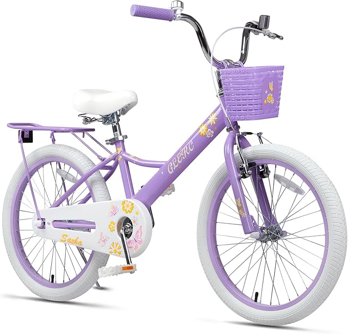 Glerc Sasha Girls Bike, 12-20 Inch Kids Bike for Children Ages 2-13 Years, Kids Bicycle with Doll-Seat & Basket & Training Wheels, Multiple Colors