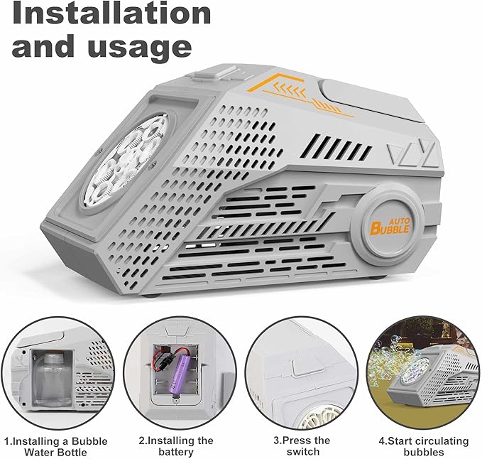 2-Pack Bubble Machine,Automatic Bubble Blower with 4 Rechargeable Batteries 20000+ Big Bubbles Per Minute Toys for Kids Summer Outdoor Birthday Wedding Party(Black+Gray)