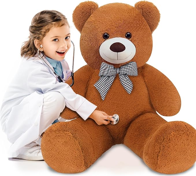 Giant Teddy Bear 55" Stuffed Animals Plush Toy, Cute Life Size Big Soft Bear for Boy Girl Birthday Valentine Mother's Day, 7 LBs, 140 CM, Dark Brown