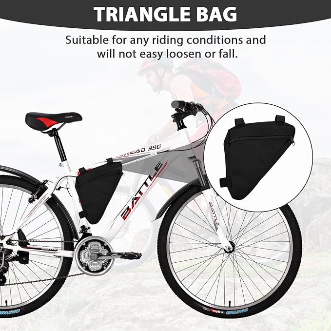 2 Pcs Triangle Bike Bag, Bike Frame Small Storage Bag, Pouches For Adult Cycling For Road And Mountain Bikes Accessories Pack For Phone, Wallet, Keys (With Reflective Stickers* 20)