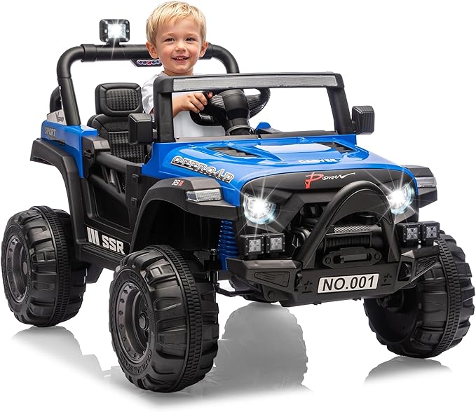 12V Ride On Car for Kids, Ride On Toy w/Parent Remote, Spring Suspension, Bluetooth, Music & Horn, LED Light, 4.1MPH Max Speed, 3 Speeds, Electric Car for Kids Toddlers Age 3-8, Blue