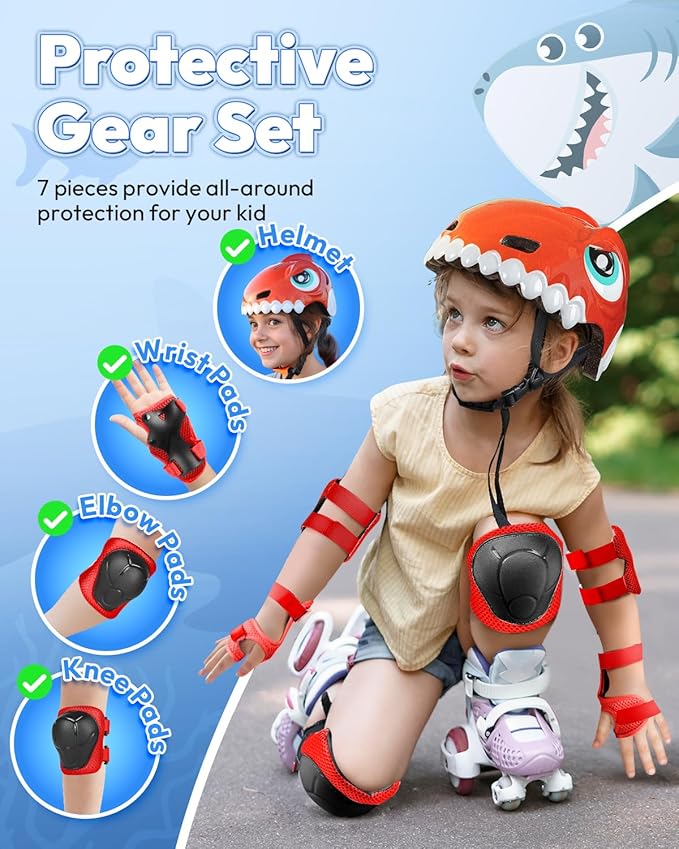Bike Helmet for Kids 3-5-8 Toddler Bike Helmet Animal 3D Cartoon Boys Girls Safety Adjustable Kids Helmet and Pads Set for Cycling Scooter Skateboard