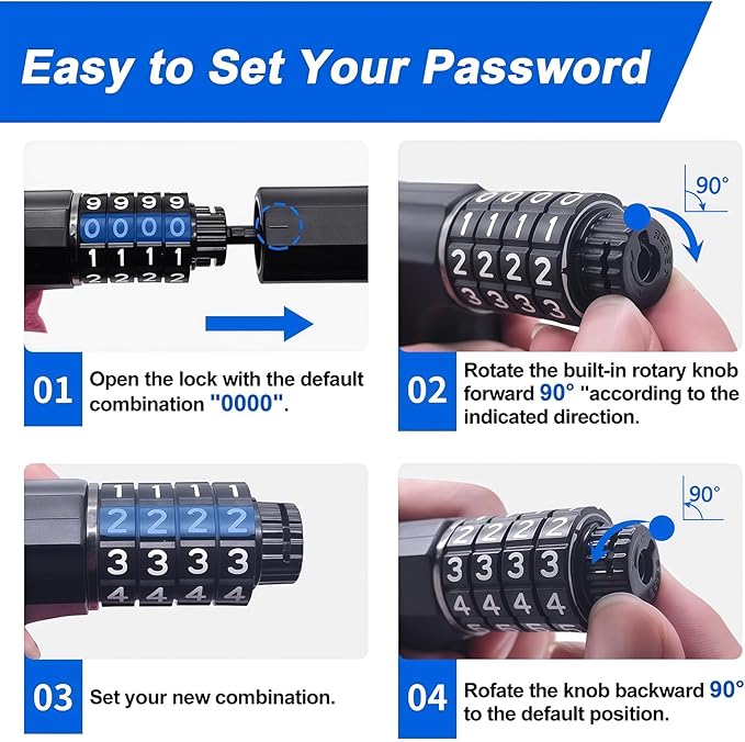 NDakter Upgrade Bike Chain Lock with 4 Digit Combination and 2 Keys, 3.2/4.28 Ft Heavy Duty Anti-Theft Bicycle Lock, 2 Ways to Unlock High Security Scooter Locks for Ebike, Escooter, Door