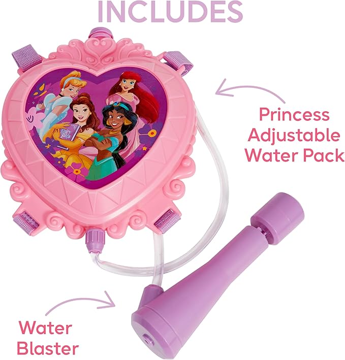 Disney Princess Water Backpack Water Toy, Outdoor Water Blaster for Kids
