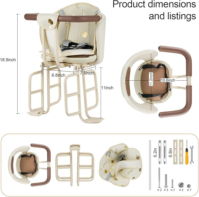 Rear Child Bike Seat, Rear Mounted Kid Bike Seat Semi-Wraparound with Armrests, Harness and Pedals, Toddler Bike Seat for Adult Bikes for Child Ages 6 Months to 6 Years