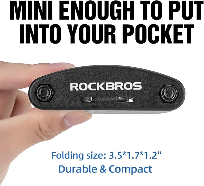 ROCKBROS 16 In 1 Multi-Function Bike Tool Kit - Portable Foldable Bike Multitool Cycling Tool Kit With Allen Wrench, Tire Levers