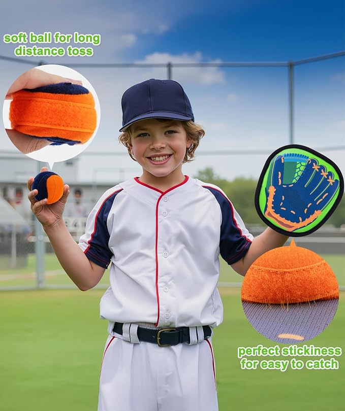 Toss and Catch Ball Game Set Birthday Gifts for 3 4 5 6 7 8 Years Old Boys Girls, Yard Camping Outdoor Games for Adults and Family, Paddle Ball Baseball Pool Beach Toys for Kids Ages 4-8 8-12