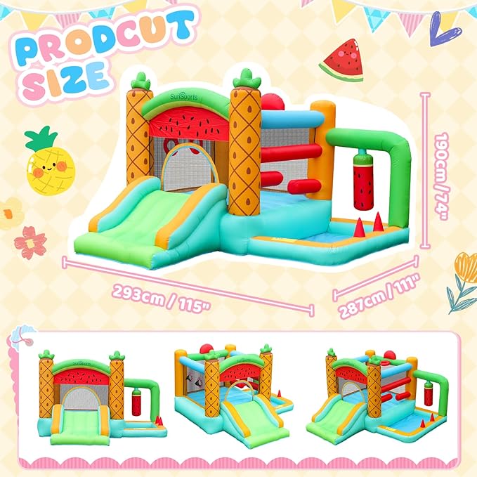 Bounce-House Bouncy-Castle Jump-House for Kids - Inflatable Bounce House with Slide for Indoor and Outdoor - Bouncy House with Blower - Ball Pit for Ages 3-8