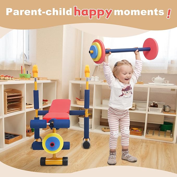 Kids Workout Equipment Kids Weight Bench Set Exercise Equipment Indoor Play Gym Toddler Workout Weight Set - Baby Weights Toys for Age 3 and Up by Home-Man