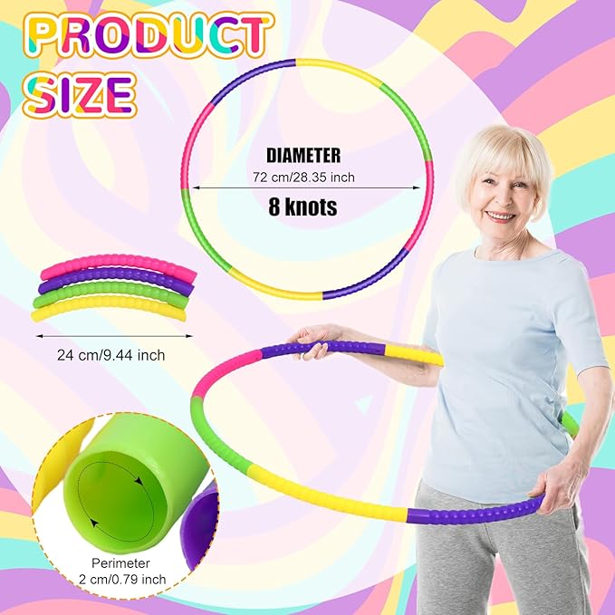 Libima 16 Pcs Toy Color Hoop for Kids, Detachable Adjustable Light Weight Plastic Colored Hoops Toy Circles for Party Games, Dance, Dog Agility