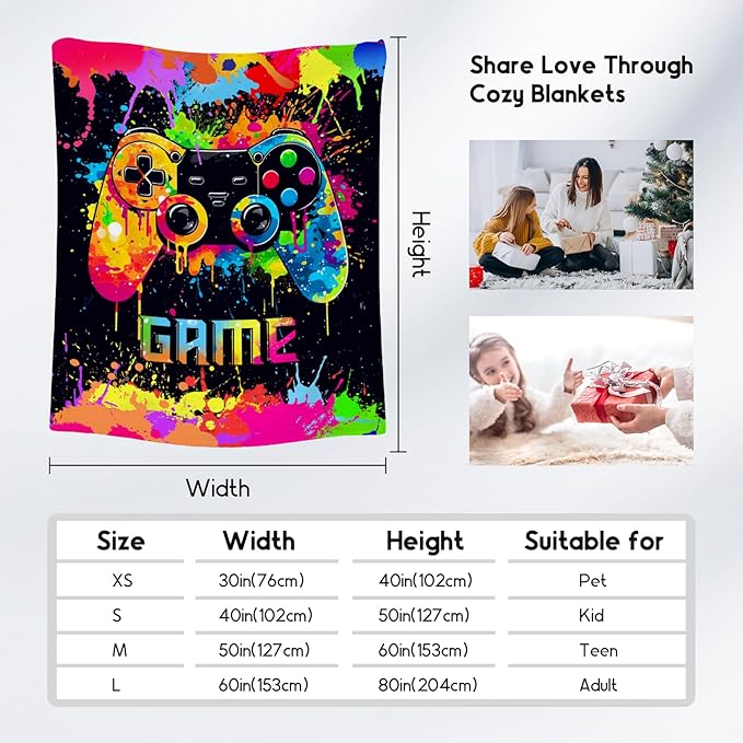 Mercuryelf Blanket for Boys Gaming Blankets Gifts - 30x40 Inch Cozy Flannel Throw for Kids