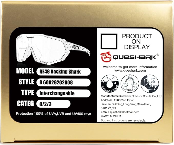 Queshark Cycling Glasses, Sports Sunglasses for Men Women, 1 Polarized 2 HD Lens, Polarized Sunglasses for Cycling Running