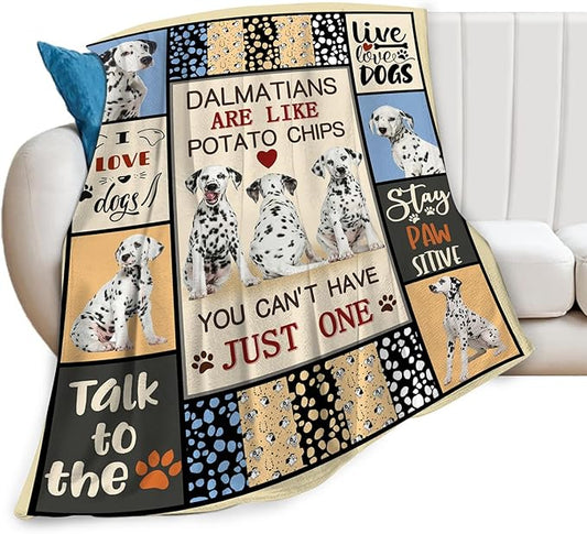 Dalmatian Dog Blanket Spotted Dog Lovers Throw Blankets for Girls Boys Stuff Animal Plush Cozy Flannel Fleece Ultra Soft Fuzzy Party Blanket for Bed Couch Sofa 60"X50"