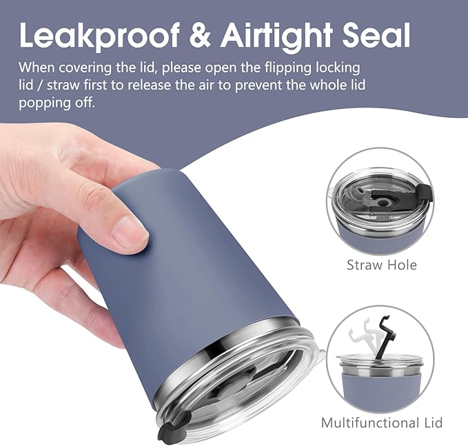 Kids Cups with Straws and Lids Leak Proof, 12oz Sippy Cups for Toddlers 1-3, 2 Pack Spill Proof Cup Stainless Steel Kids Cups with Lids for School, Outdoor (Dark Gray & Gray)