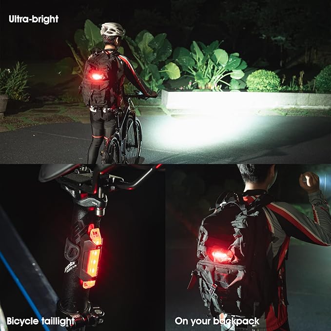 WUBEN B2 Rechargeable Bike Light with Taillight, 1300 High Lumen LED Bike Flash Lights Type-C Rechargeable, Bike Headlight with 6 Modes & IP68 Waterproof for Outdoor, Night Riding(high Endurance)